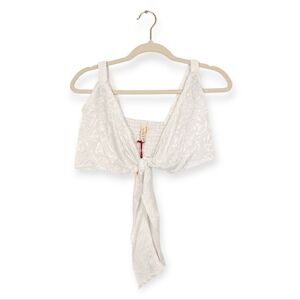NWT RAGA White Floral Tie Front Crop Top Size XS
